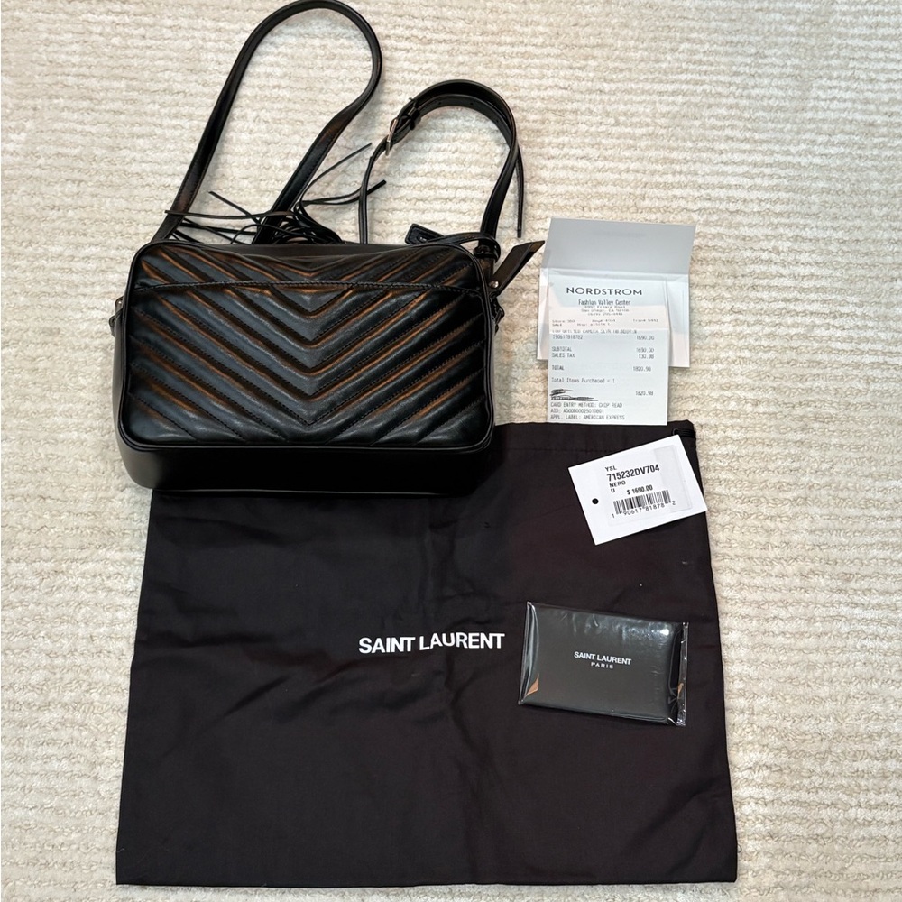 Saint Laurent Lou Camera bag black with silver hardware and BACK pocket. EUC - Picture 3 of 10
